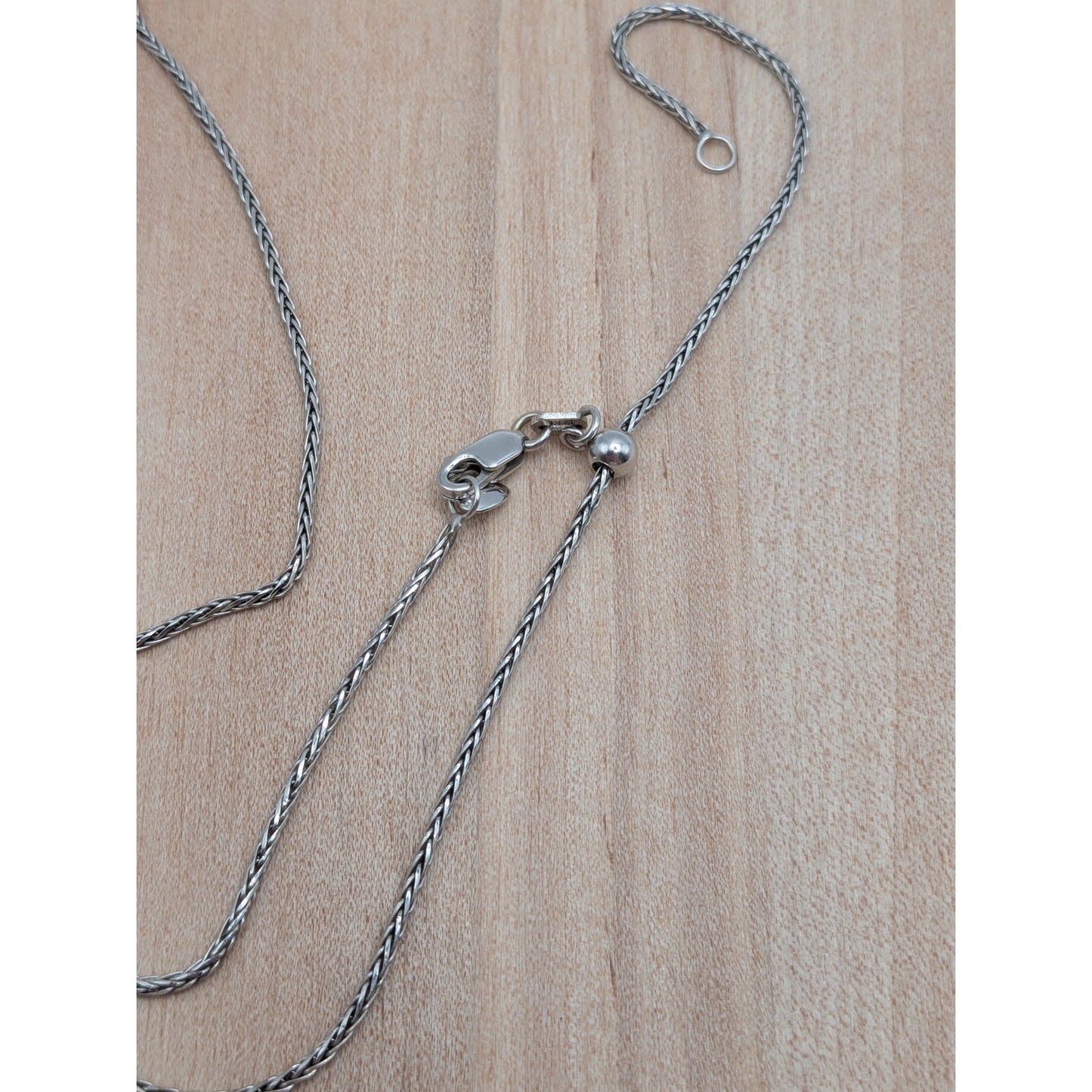 Preowned Versatile 14k White Gold Wheat Chain Necklace Sliding Clasp