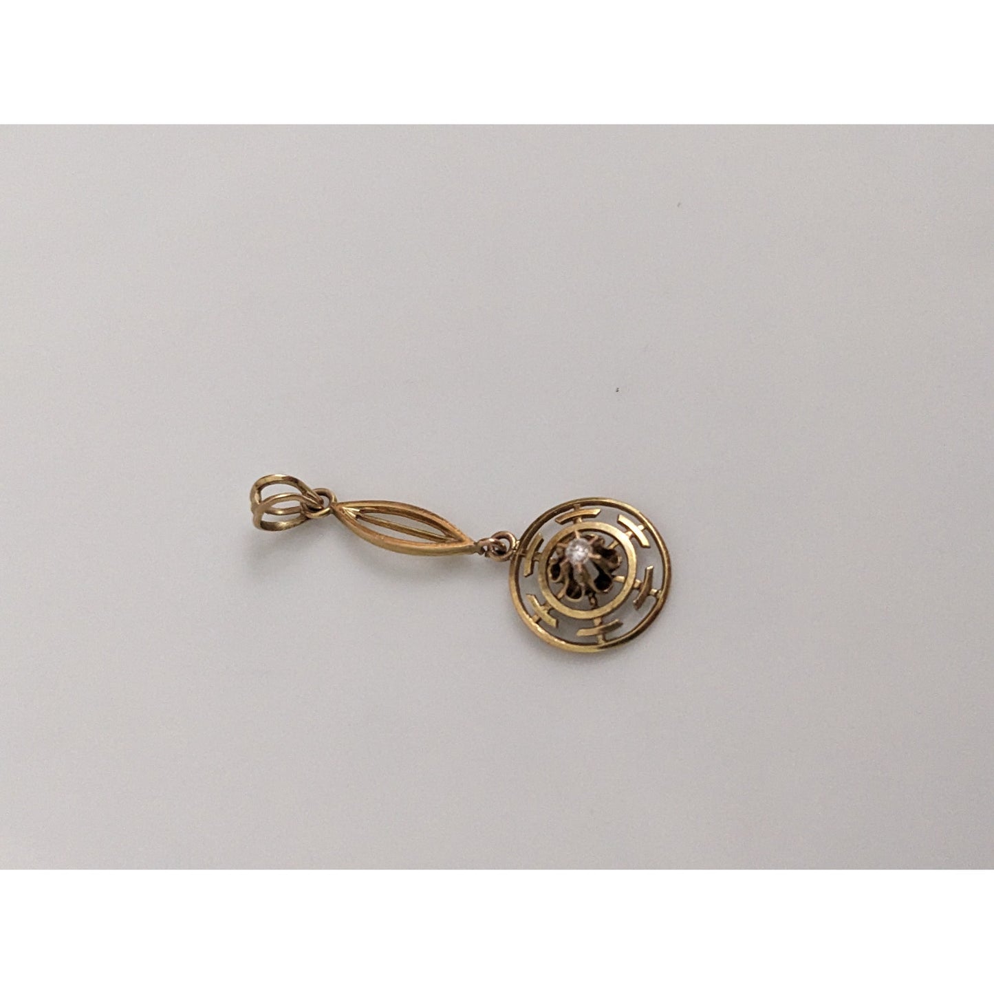 Victorian 10k Yellow Gold Lavaliere Pendant with Tiny Diamond