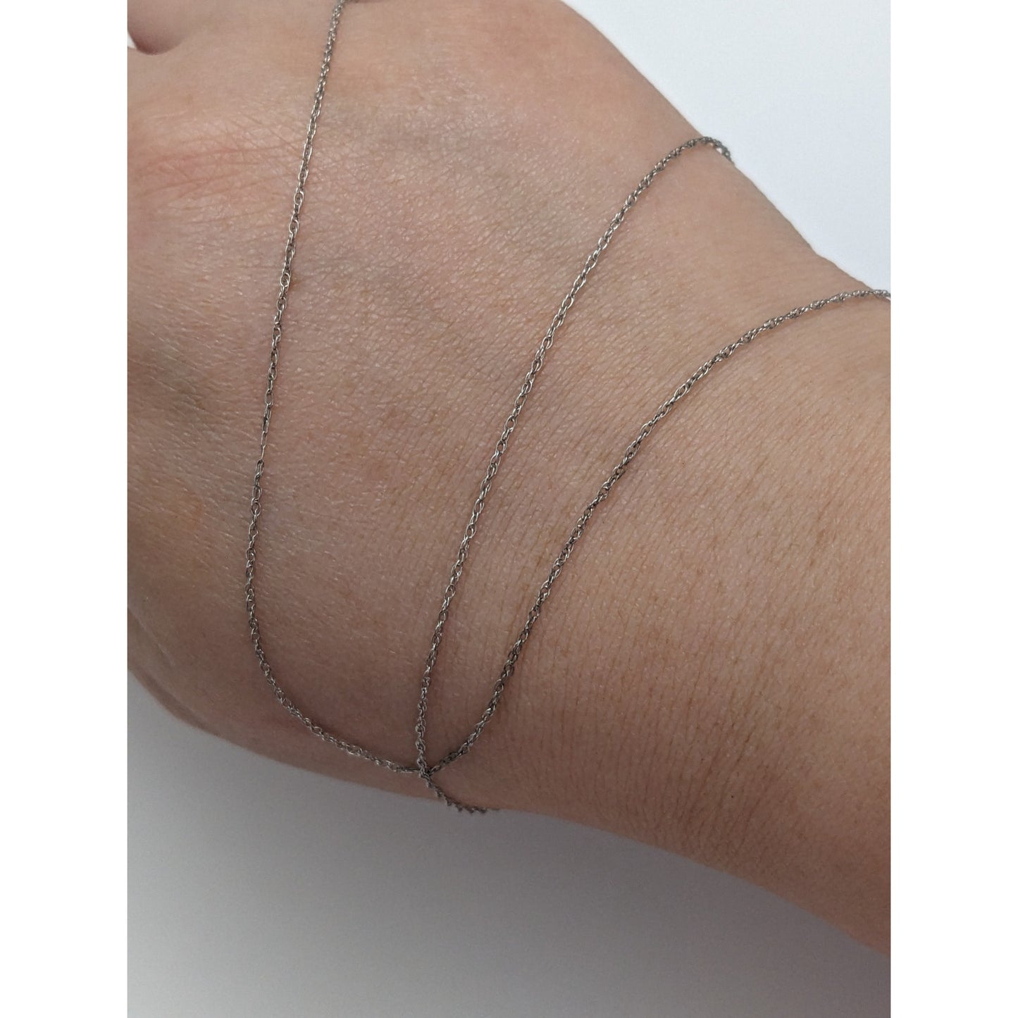 Vintage 10k White Gold Dainty 0.9mm Thick Simple Chain Necklace 18in