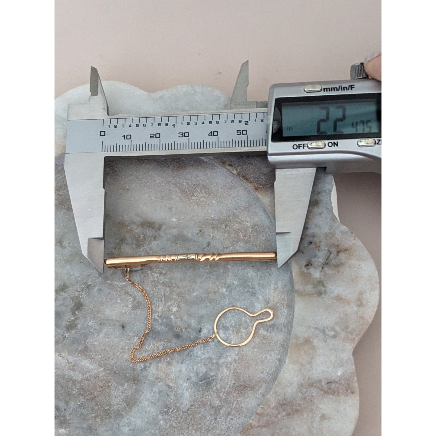 Vintage 1990s 14k Yellow Gold Tie Clasp Clip Tiny with Diamond Chip