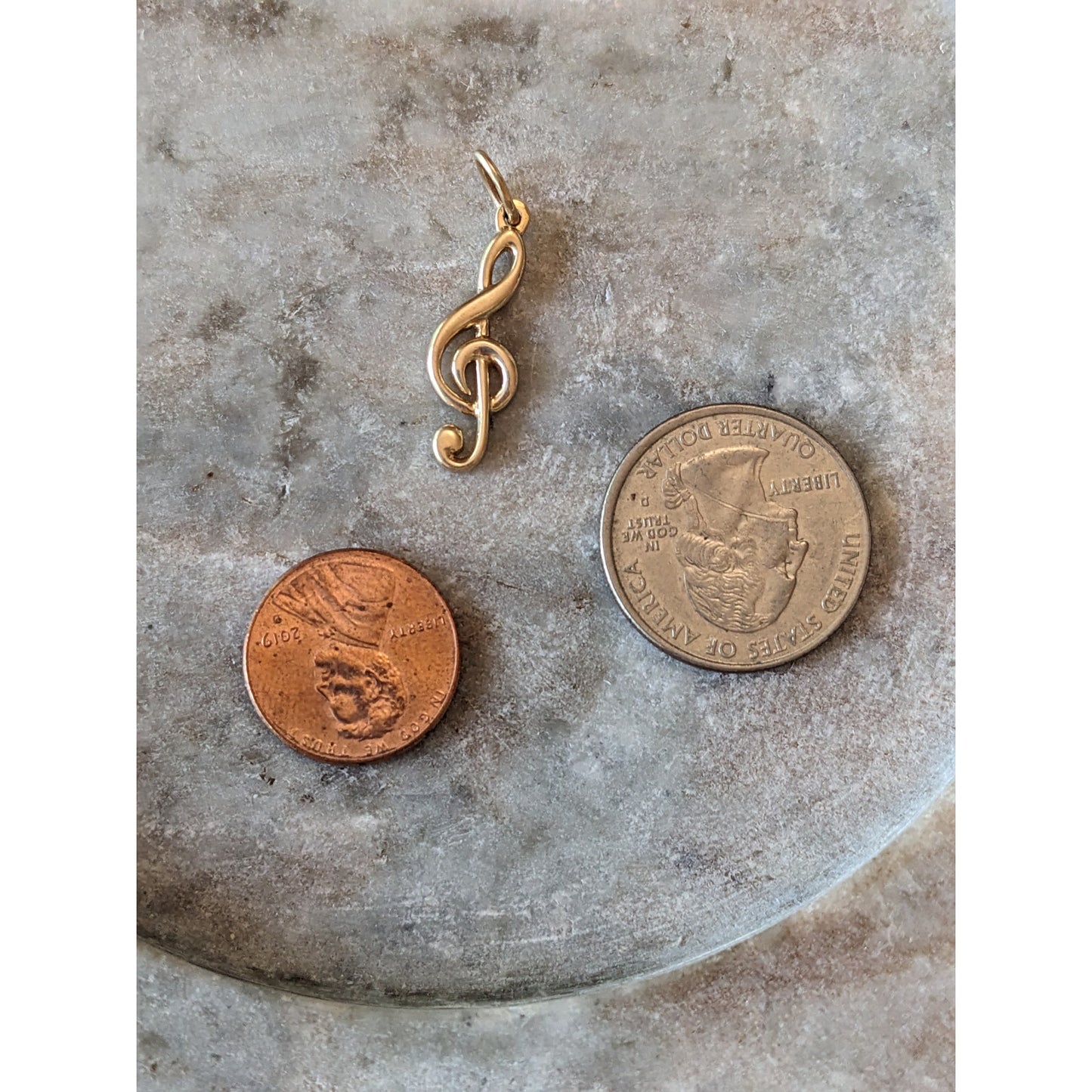 Vintage 14k Yellow Gold Music Treble Clef Note Charm or Pendant