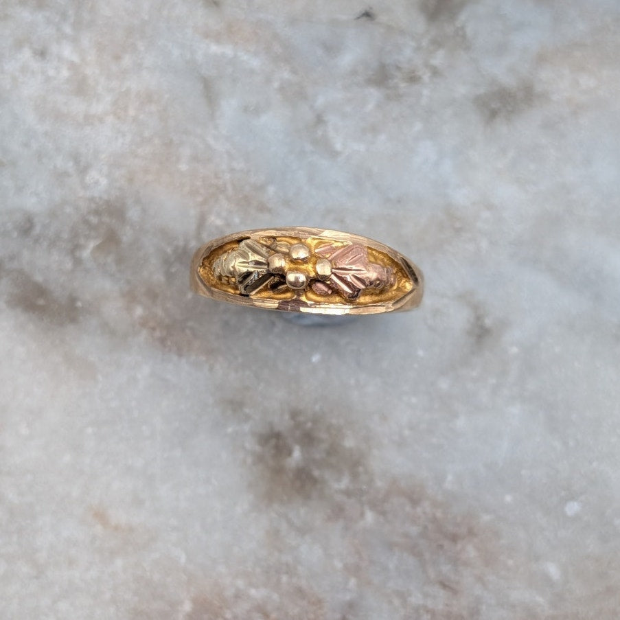 Vintage 10k Solid Gold Black Hills Gold Ring Leaf Cluster Motif Size 2.75