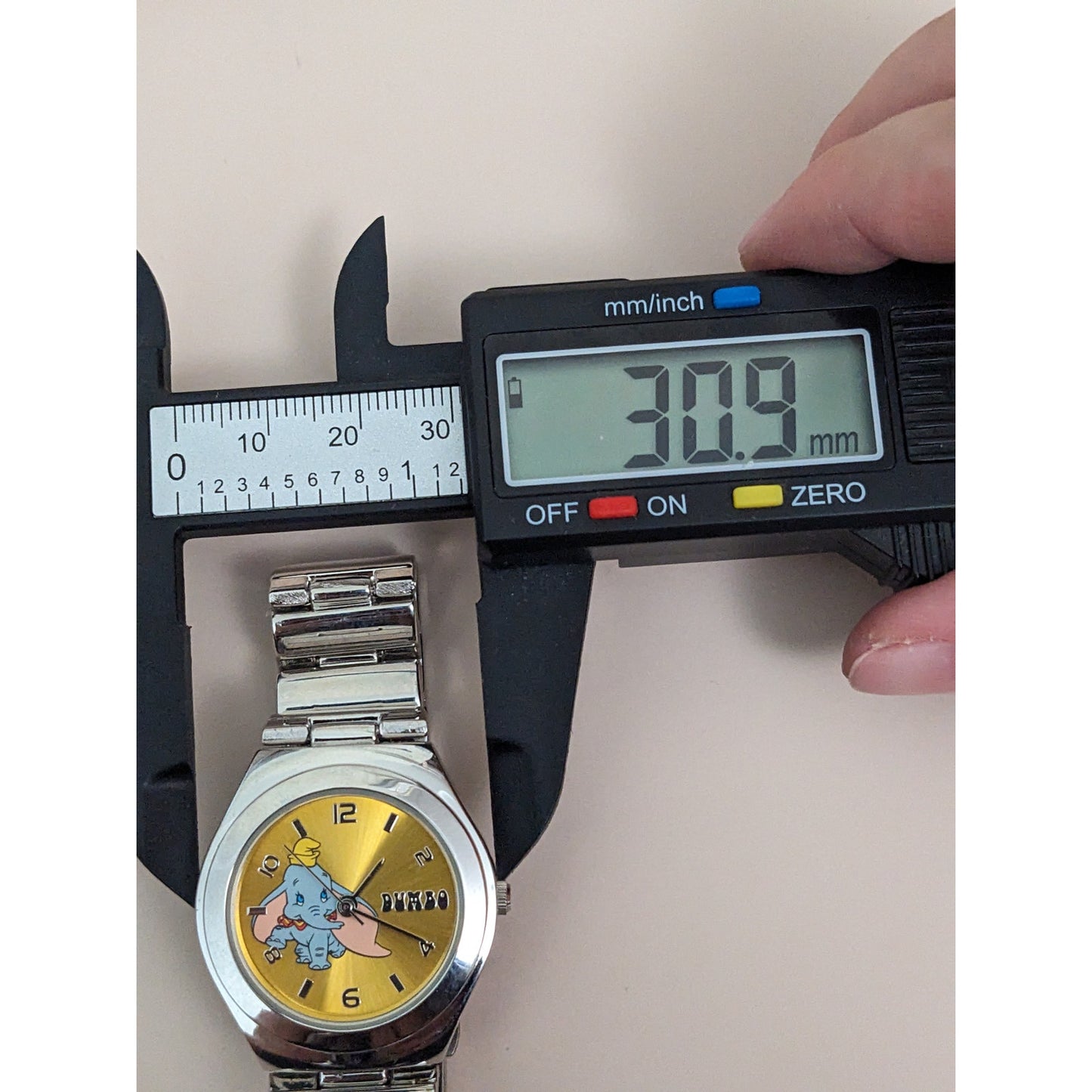 Vintage Andre Mouche Silver Tone Bangle Watch with Blue Floral Enamel Working