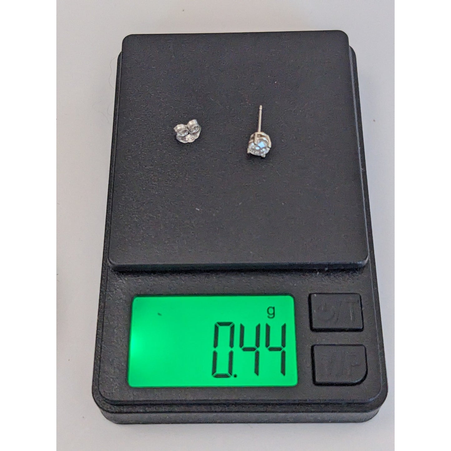 Estate 14k White Gold SINGLE PIECE Diamond Stud ~4mm