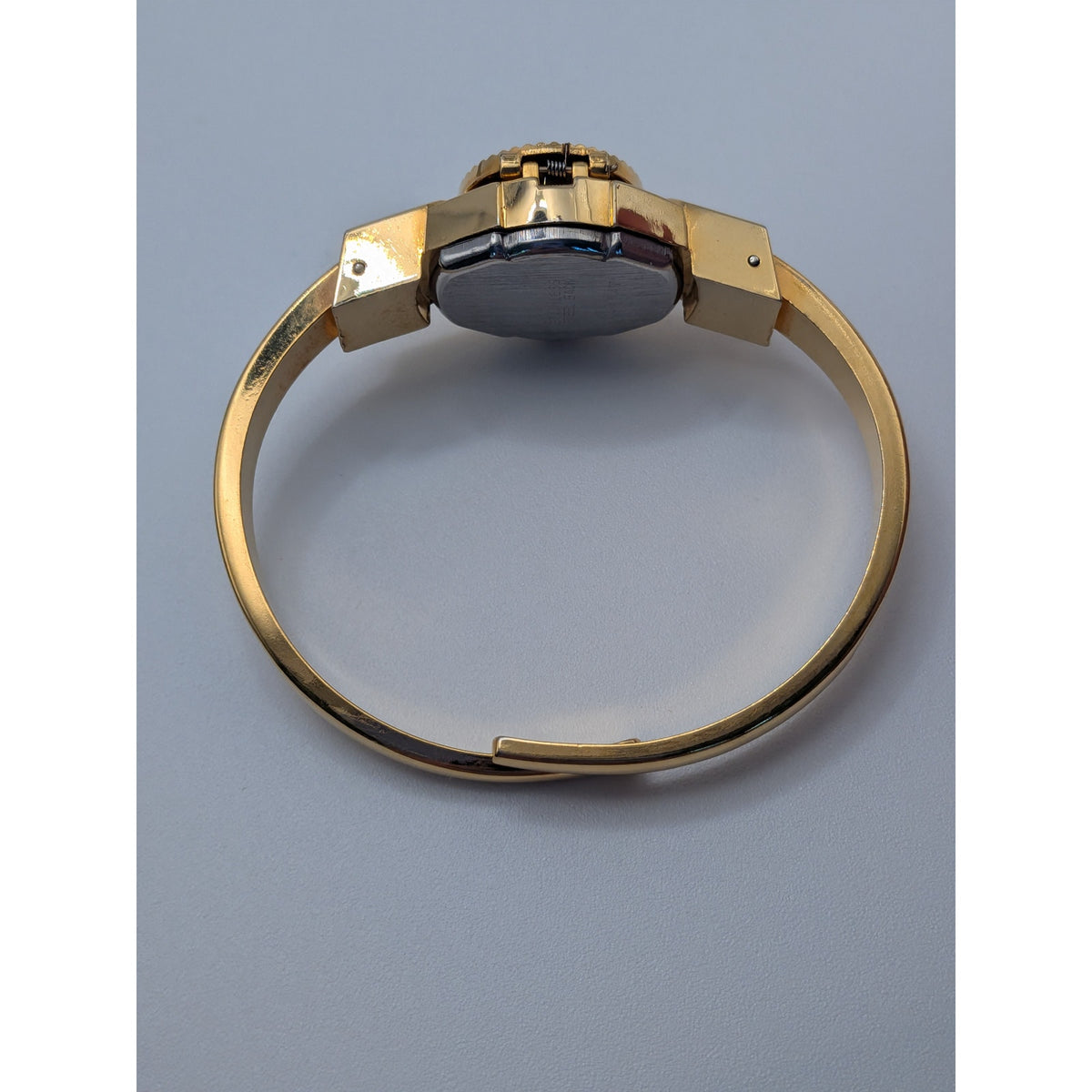 Vintage Clowat Gold Tone Peekaboo Manual Watch Blue Enamel Red Flowers