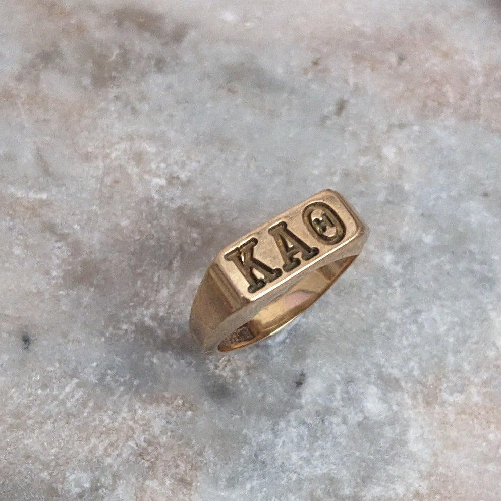 Vintage 10k Yellow Gold Kappa Alpha Theta Ring Size 4