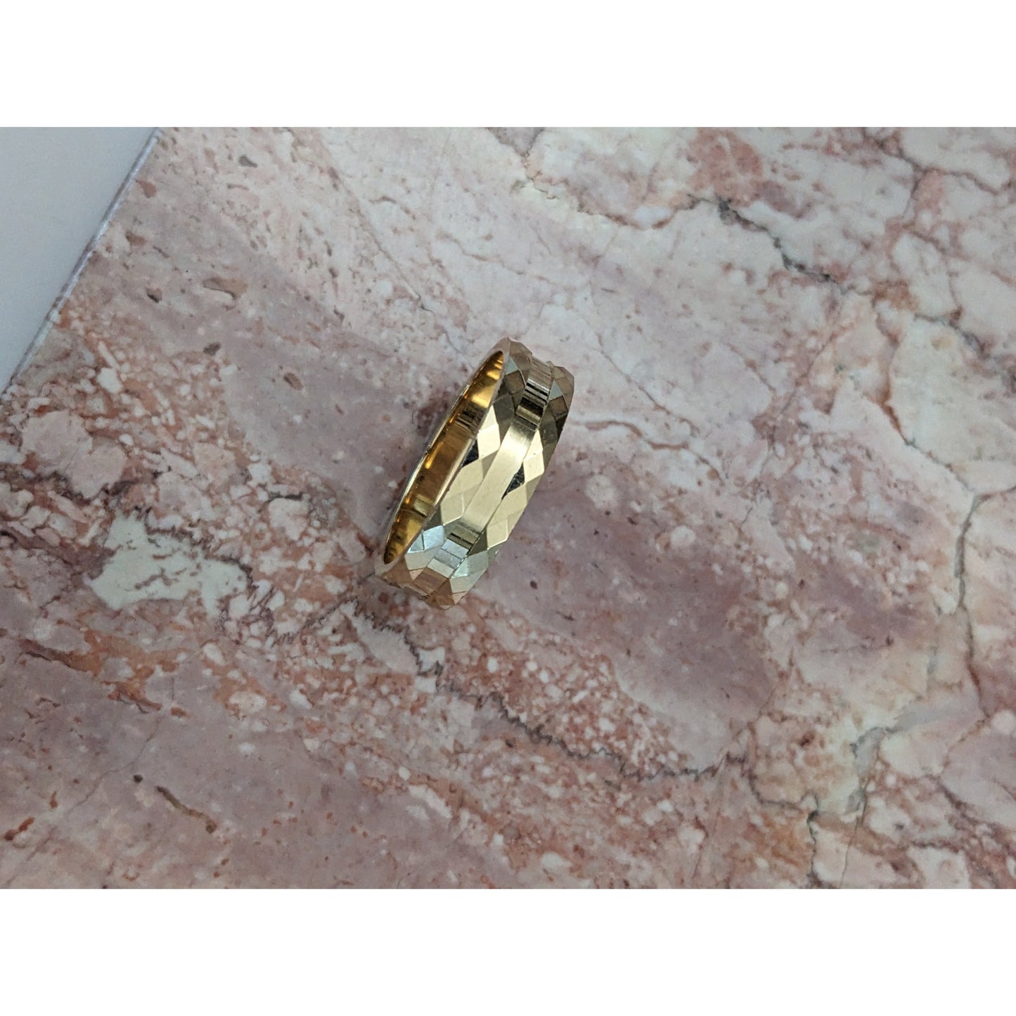 Estate 14k Yellow Gold Polished Center with Geometric Sides Ring Size 9.75