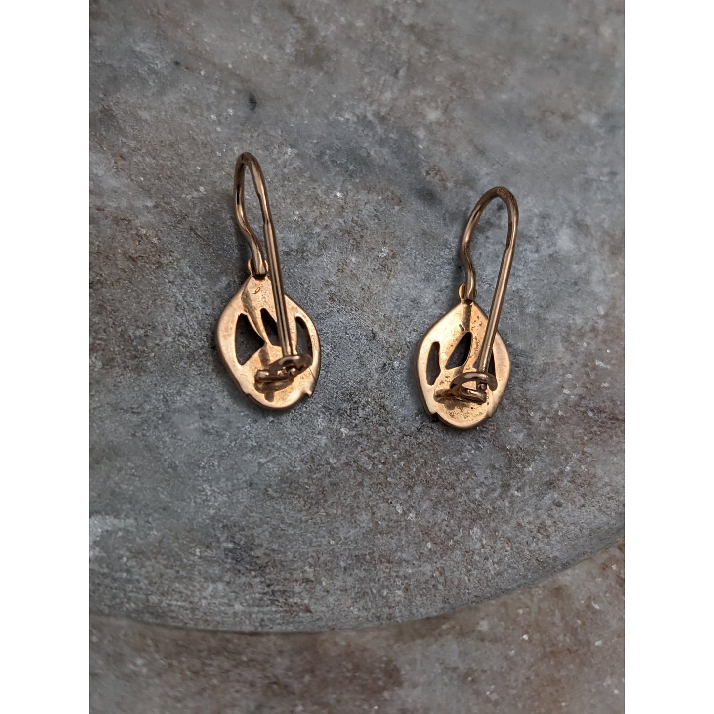 Vintage 1990s 14k Rose Gold Leaf Pattern Earrings