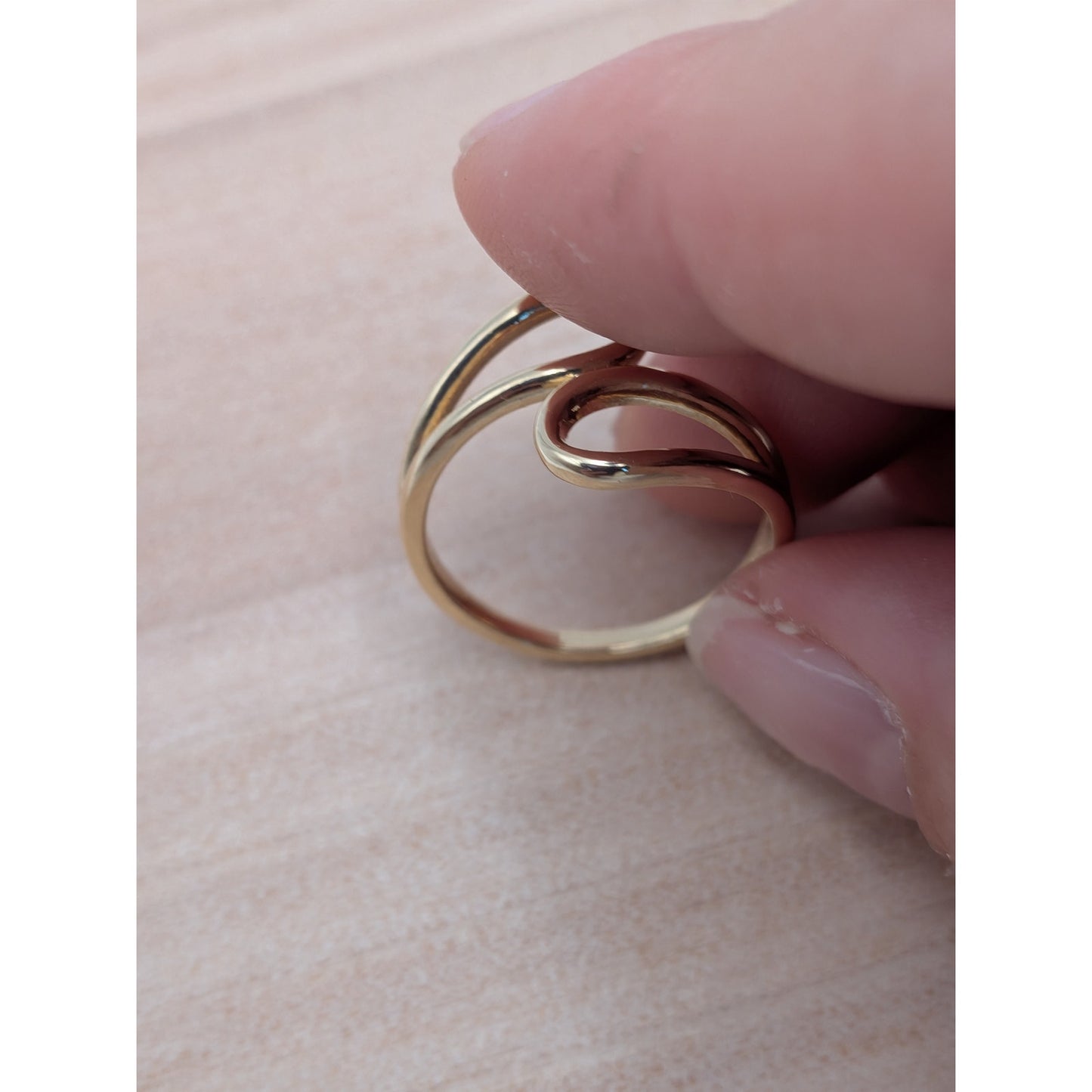 Estate 14k Yellow Gold Minimal Geometric Bypass Ring Size 6.75