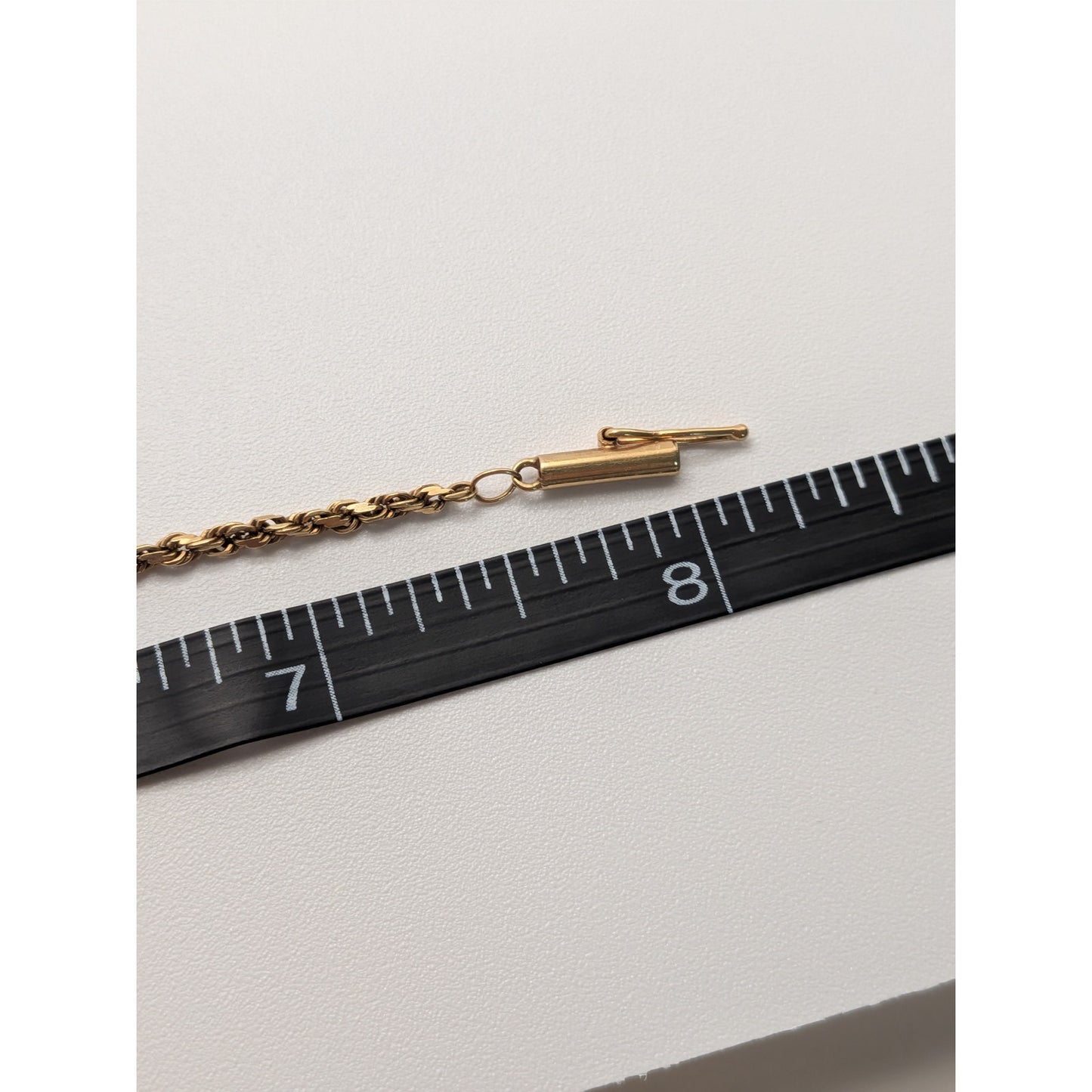 Vintage 14k Yellow Gold 1.6mm Rope Chain Bracelet 8in