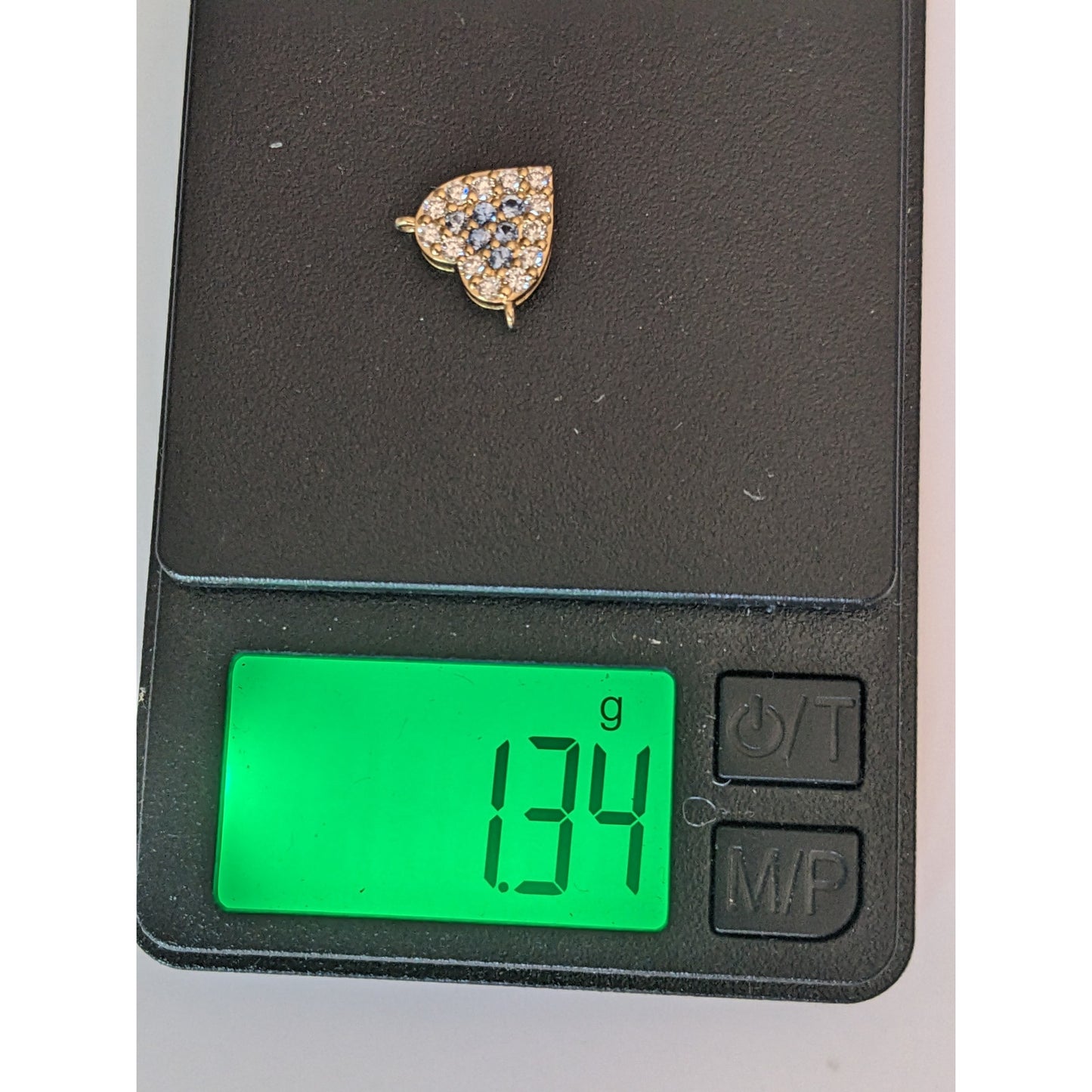 Custom 18k Yellow Gold Mini Heart Benitoites and Diamonds Cluster Charm Pendant