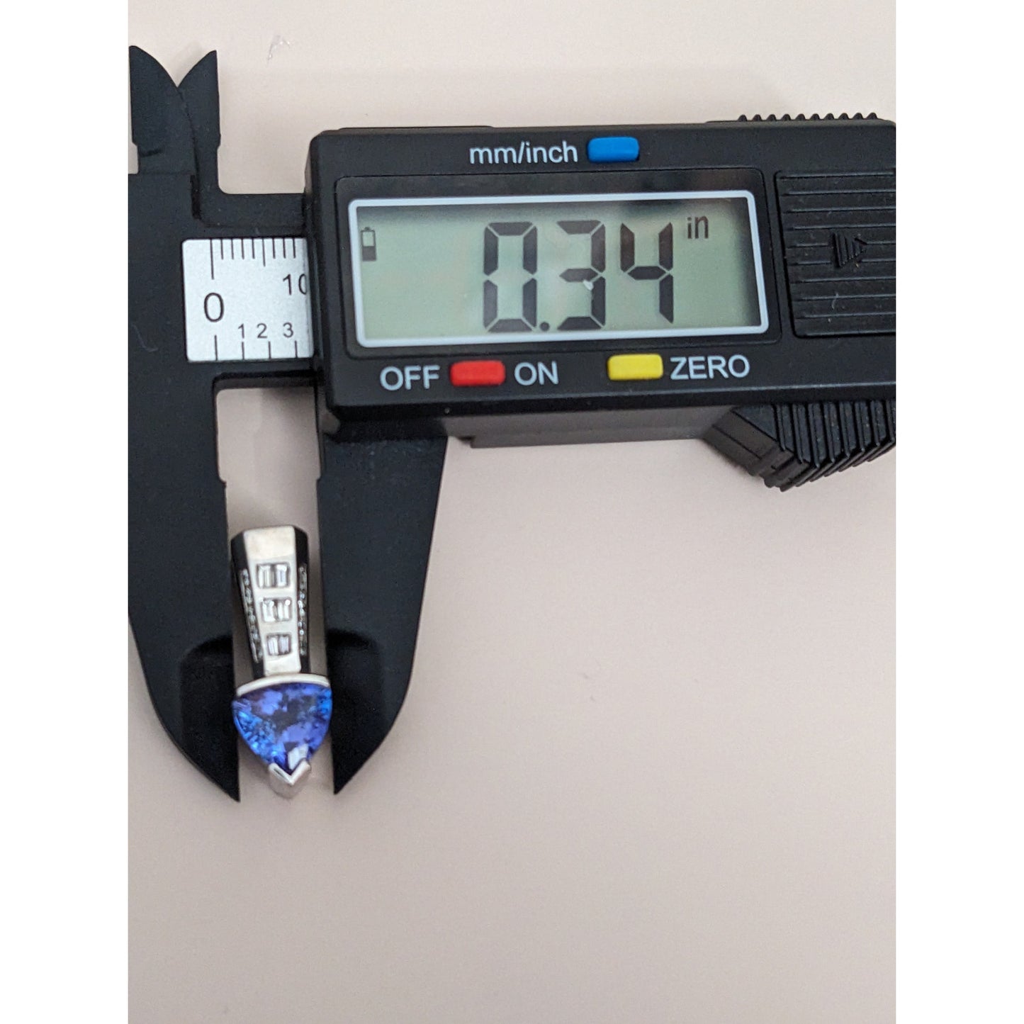 Estate 14k White Gold Tanzanite and Diamond 3D Slide Pendant