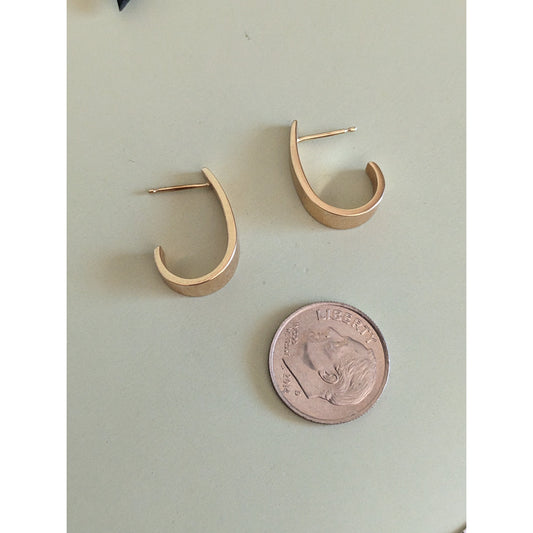 Estate 14k Yellow Gold Half Hoop Drop Curve Earrings