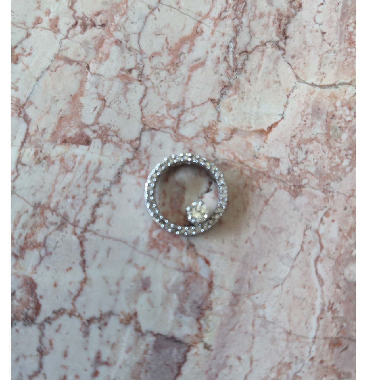 Estate 14k White Gold Circle of Life Pendant Natural Diamonds