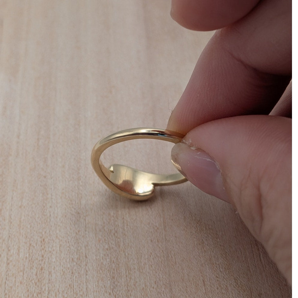 Estate 14k Yellow Gold Double Dome Teardrop Ring Size 6.5