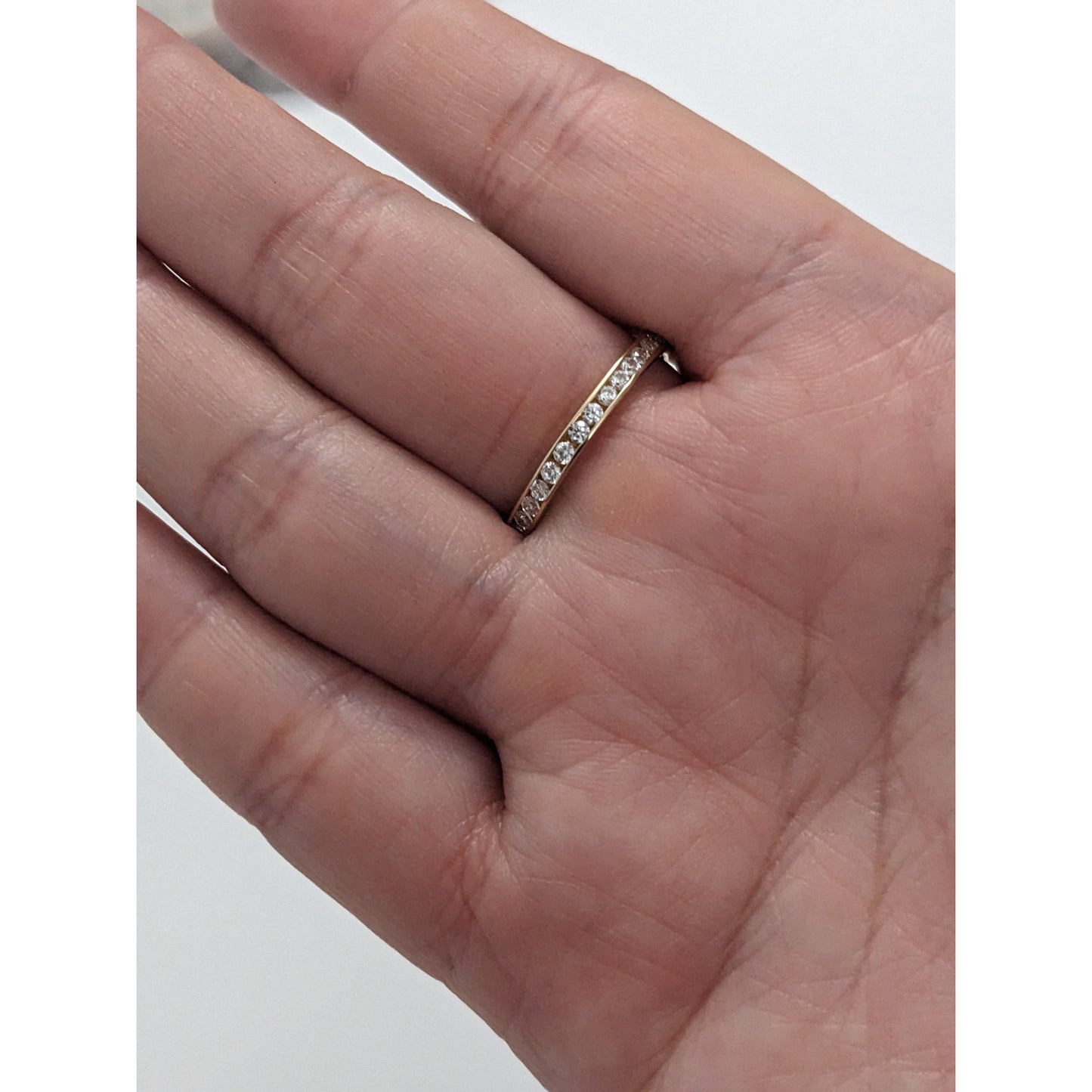 Estate Diamonique QVC 14k Yellow Gold CZ Stones Eternal Love Ring Size 9