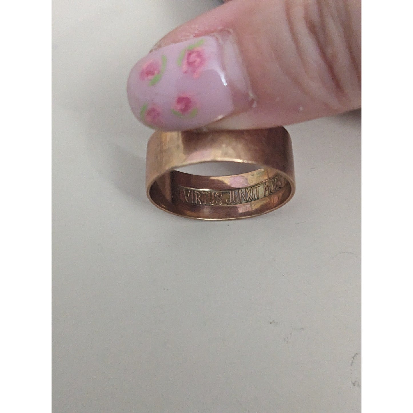 Vintage 10k Rose Gold 14th Degree Scottish Rite Masonic Ring Latin Motto Size 11