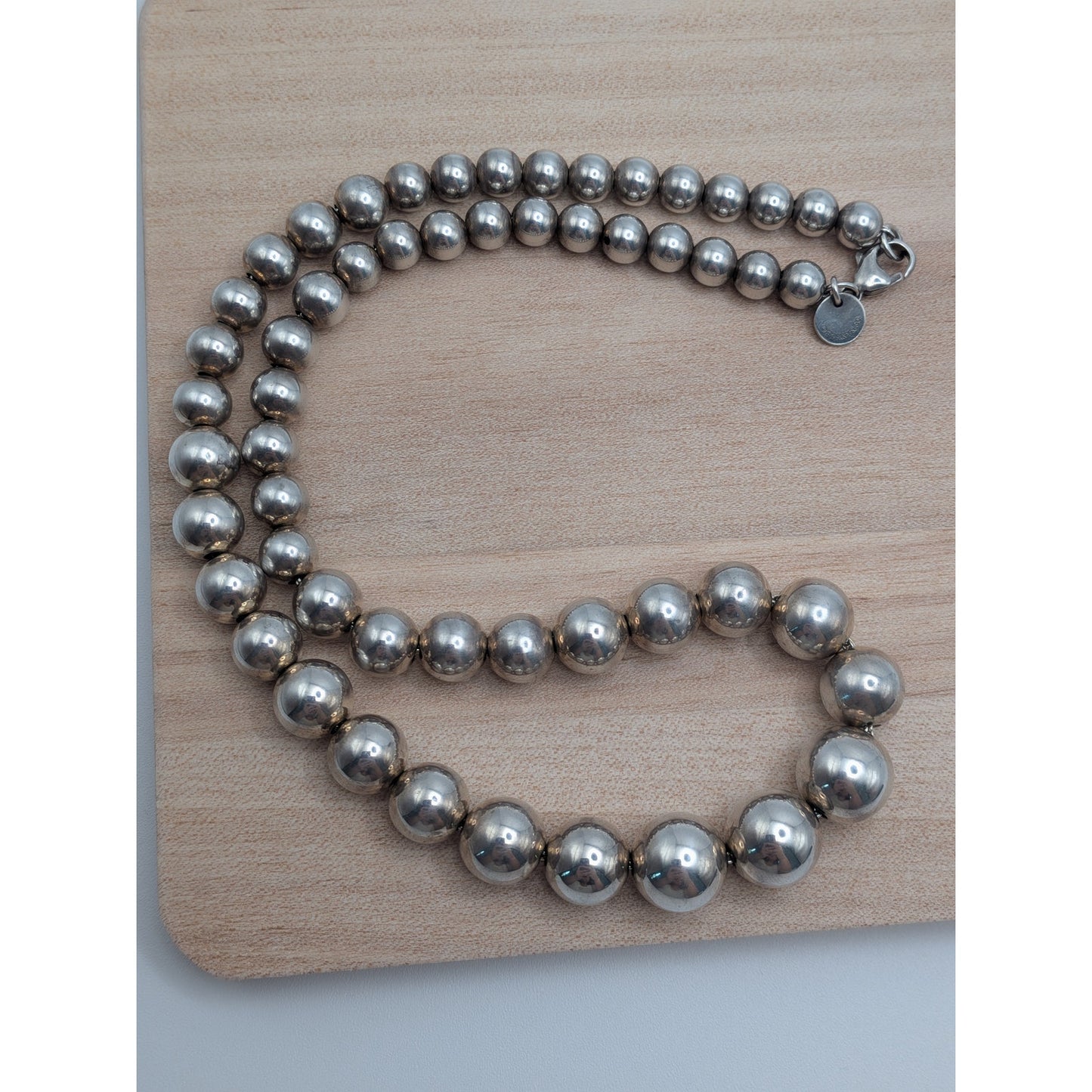 Tiffany & Co. HardWear Graduated Ball Necklace Sterling Silver 16" 29.57g