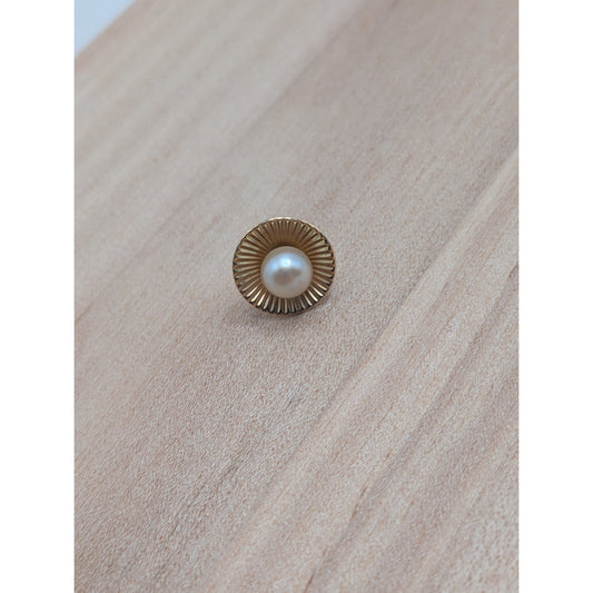 Vintage 14k Yellow Gold Pearl Sunburst Pin
