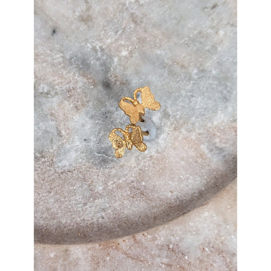 Vintage 14k Unmarked Dainty Tiny Butterfly Earring Studs