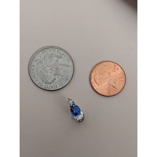 Estate 14k White Gold Screwback Earrings with Blue and White Gems