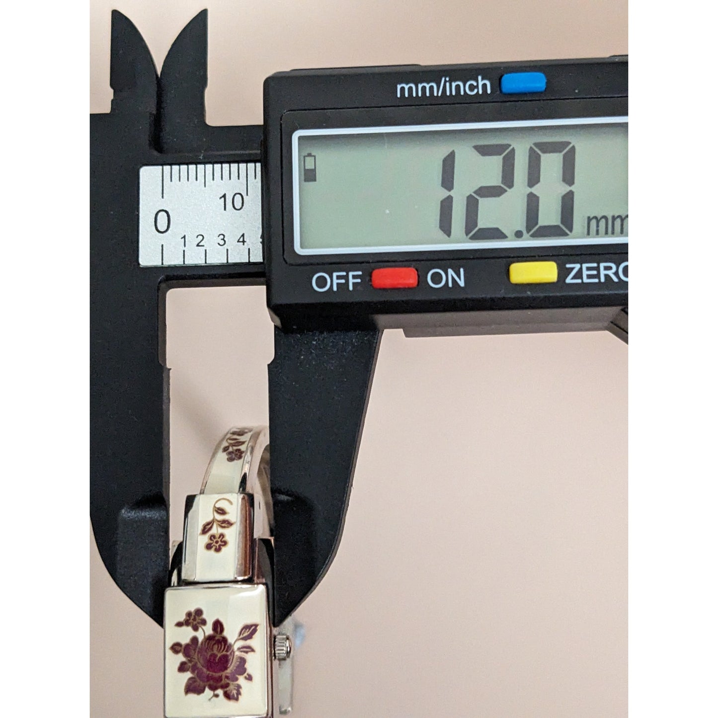 Vintage Andre Mouche Silver Tone Peek a boo Watch Red Floral Enamel Working