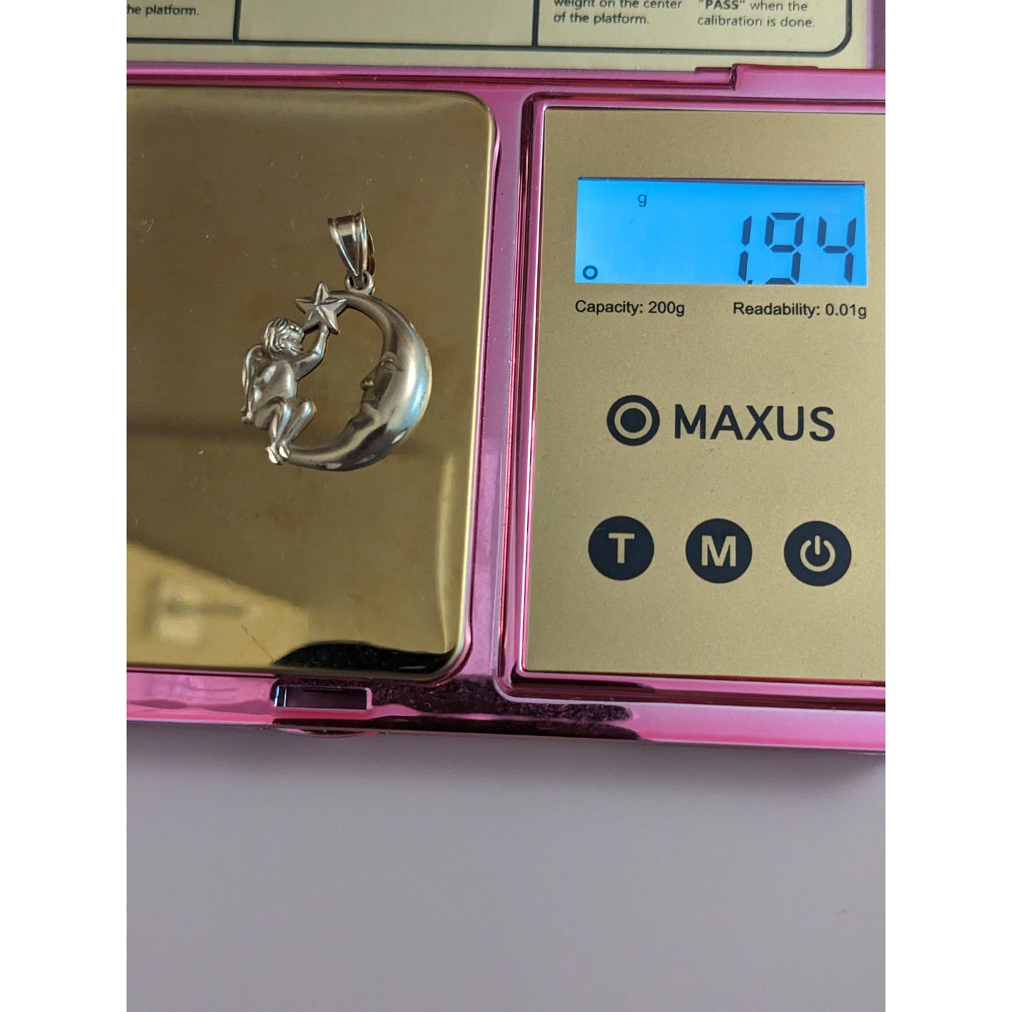 Vintage 14k Yellow Gold Michael Anthony Cherub Star Crescent Moon Pendant