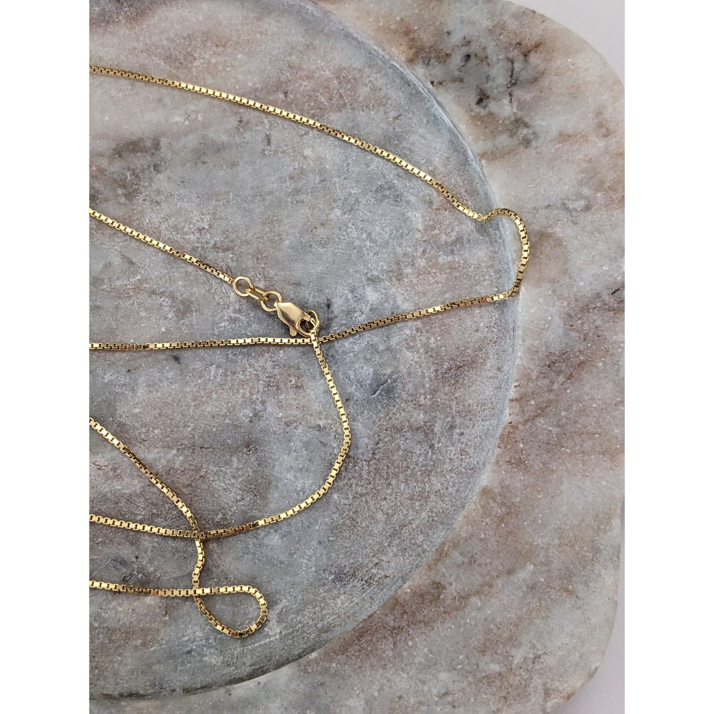 Vintage 14k Yellow Gold Box Chain Simple Necklace 24in