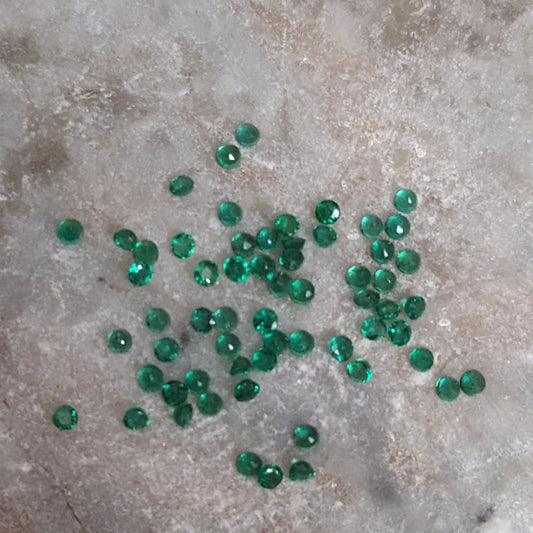 Round Cut 1.5mm Natural Emeralds Lot About 1.8 carats Total (~60 pieces)
