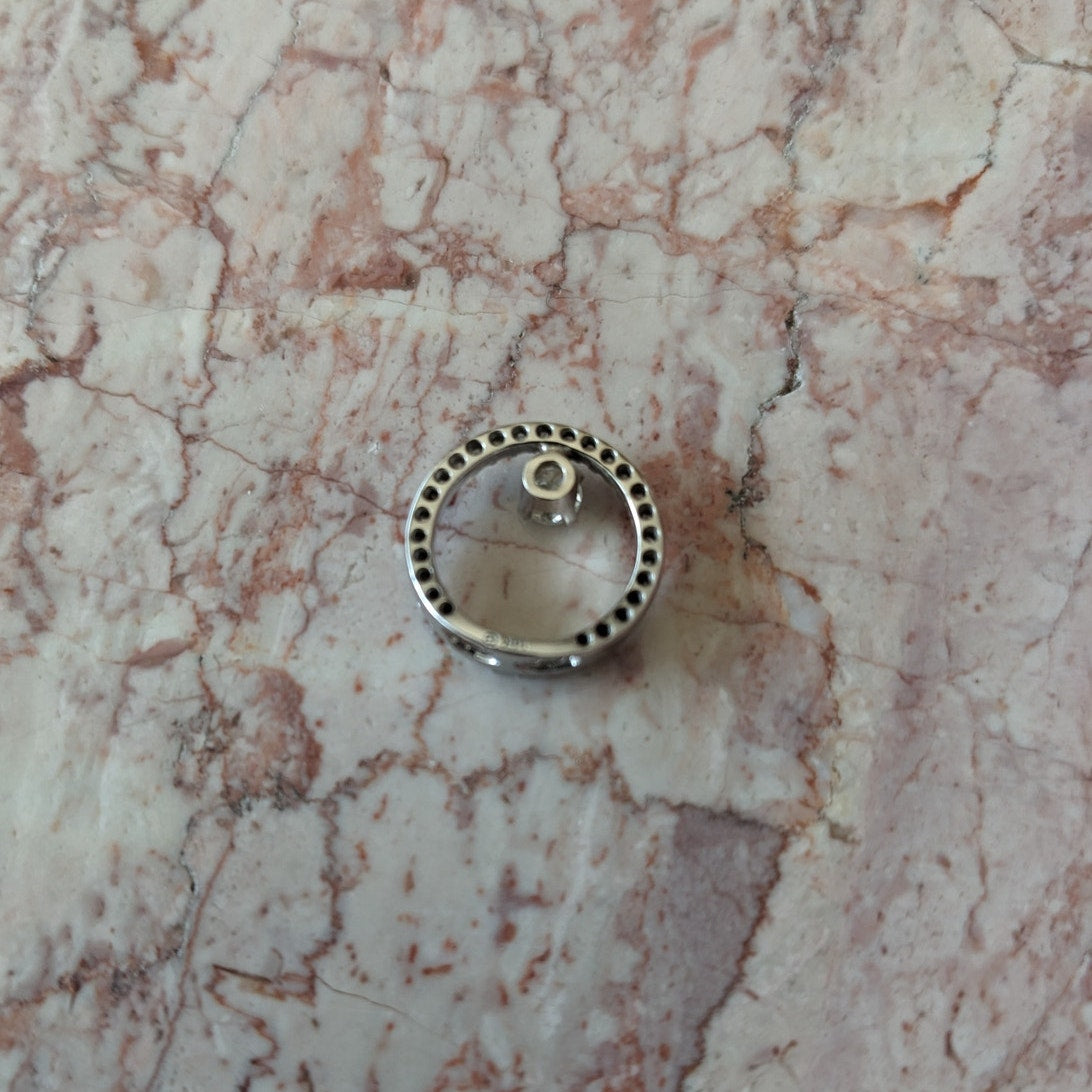 Estate 14k White Gold Circle of Life Pendant Natural Diamonds