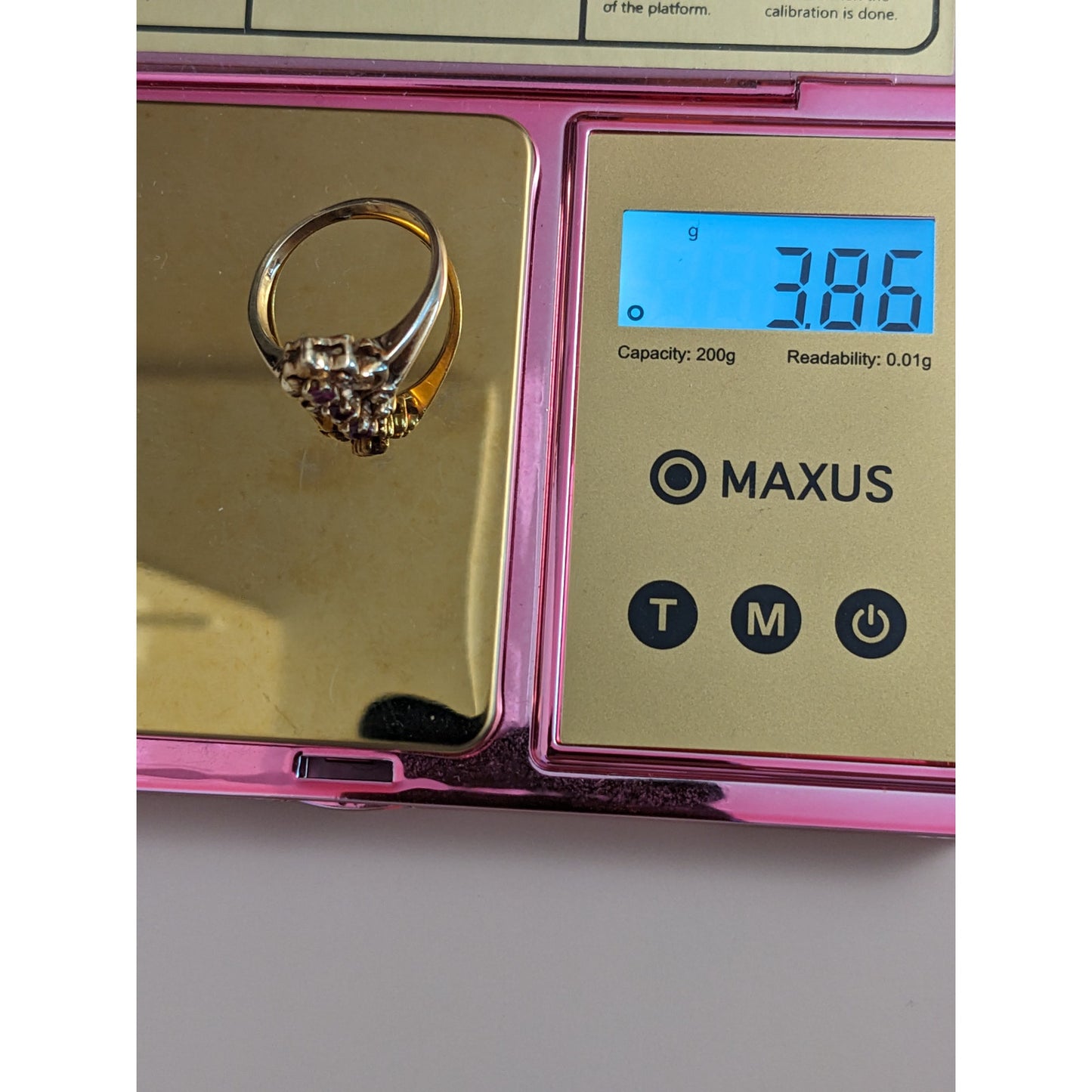 Vintage 10k Yellow Gold with 3-stone  Red Gems Ring Size 8