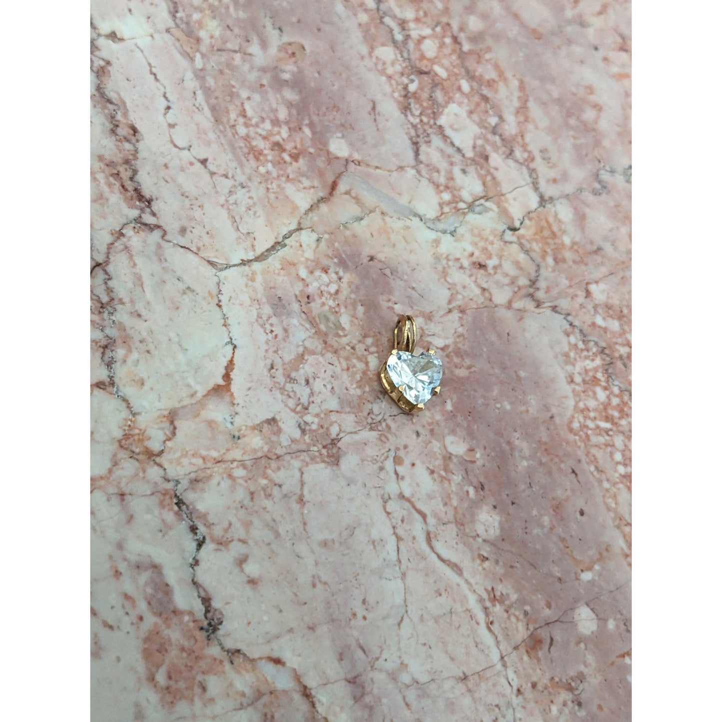 Estate 14k Yellow Gold Tiny Dainty Heart Shaped CZ Pendant