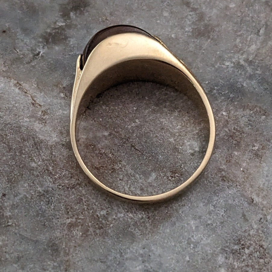 Vintage 14k Yellow Gold Tiger's Eye Band Ring Size 8.25