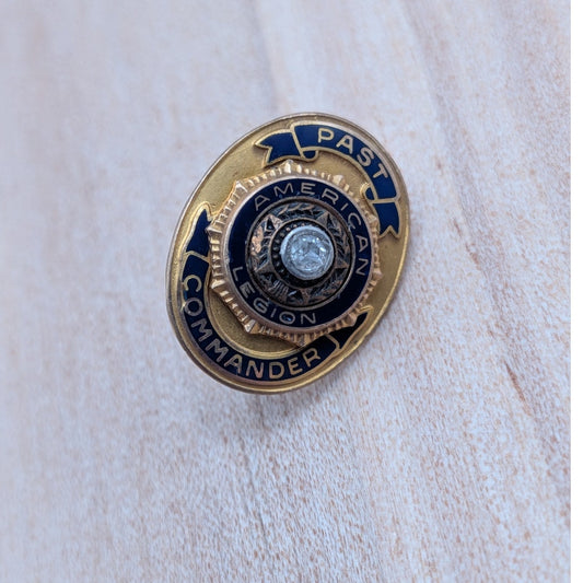 Vintage 10k Gold American Legion Past Post Commander Pin With Diamond (NO BACK)