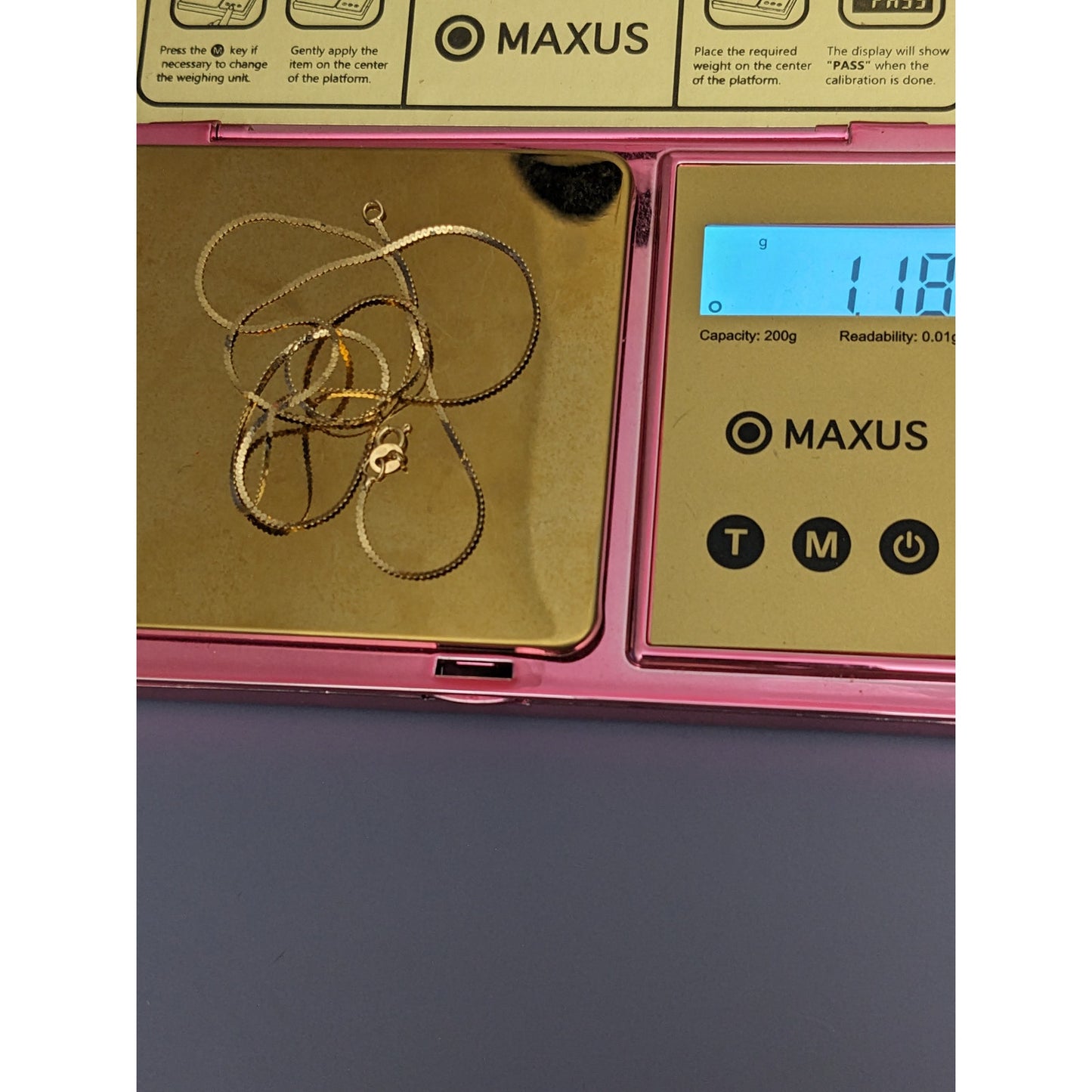 Estate 14k Yellow Gold Flat Chain Necklace 17.5in
