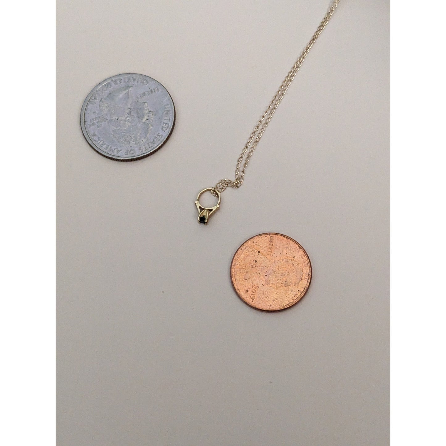 Vintage 14k Ultra Dainty Ring Charm with Necklace