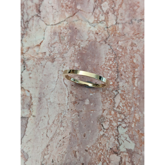 Estate 14k Solid Yellow Gold Simple Flat Minimal 2mm Wedding Band Ring Size 10