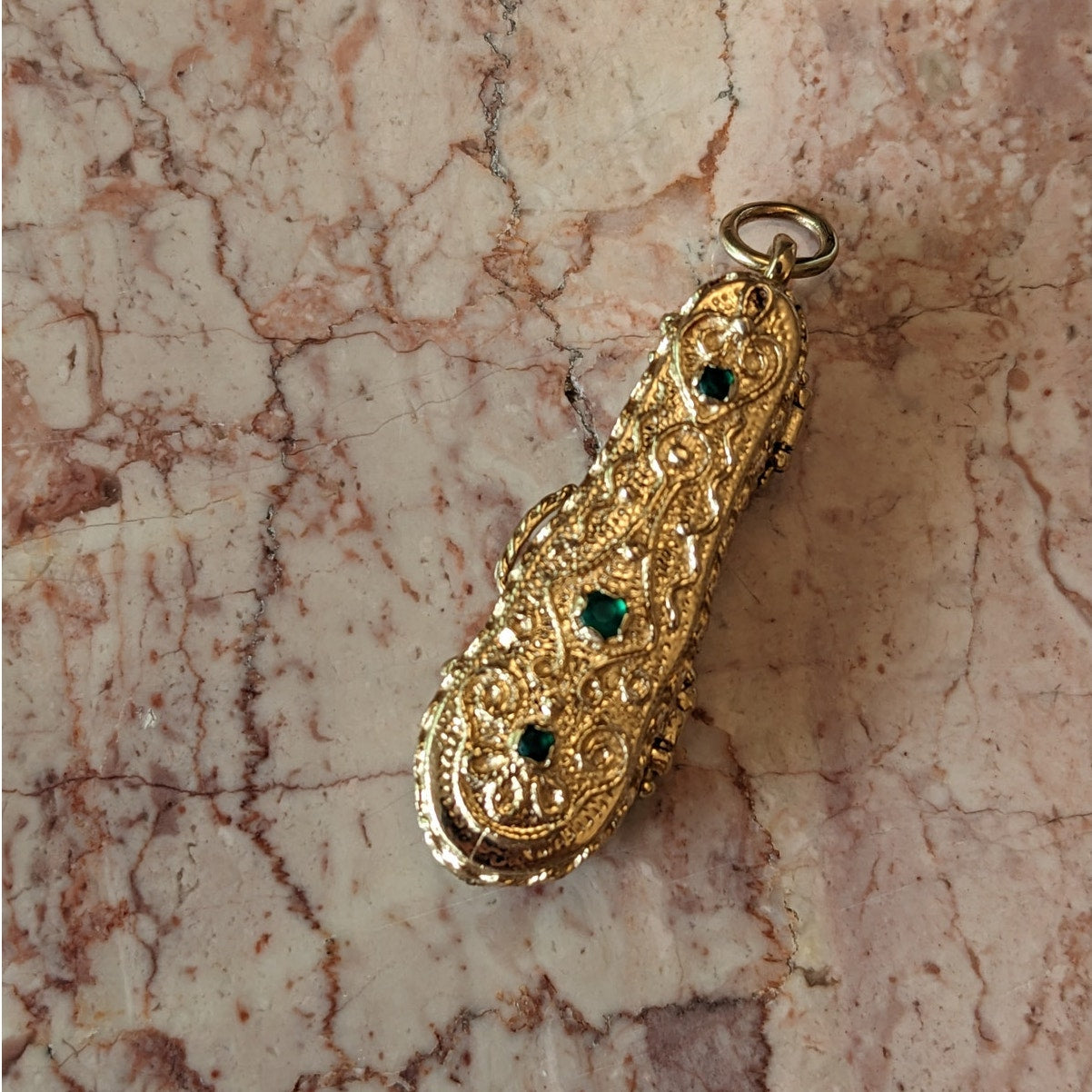 Vintage Unmarked 14k Intricate Violin Case Locket Movable Violin Charm Pendant
