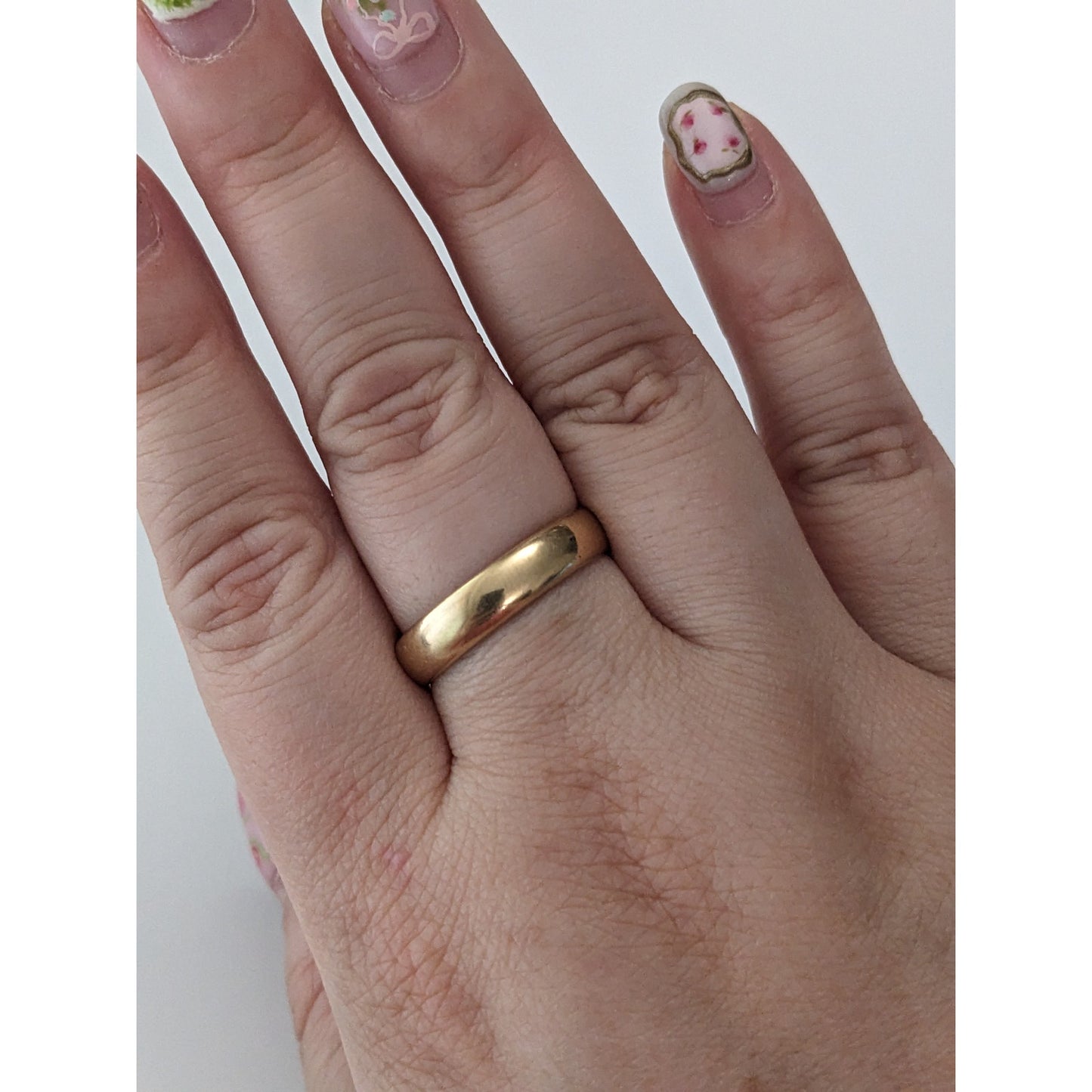 Vintage Early 1900s 18k Yellow Gold Engraved Simple Wedding Band Ring Size 8.5