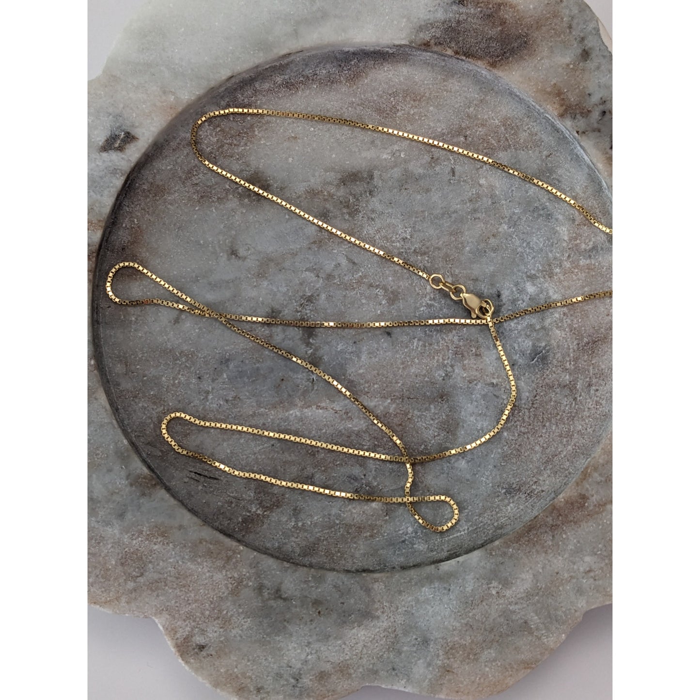 Vintage 14k Yellow Gold Box Chain Simple Necklace 24in