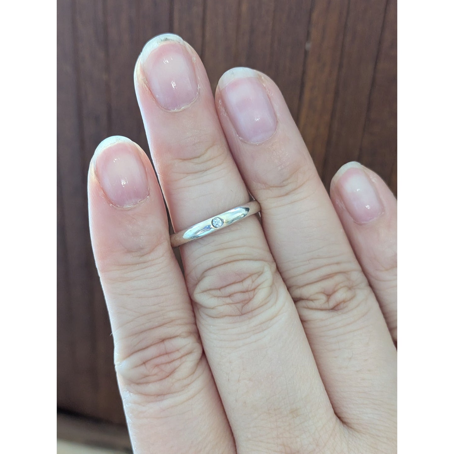 Estate 925 Tiffany & Co Elsa Peretti 2.5mm Size 5 Ring 0.1ct Diamond