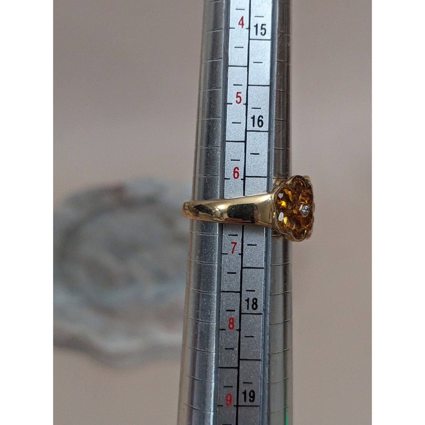 Estate 14k Yellow Gold Triple Citrine Flower Ring Size 6.5 US