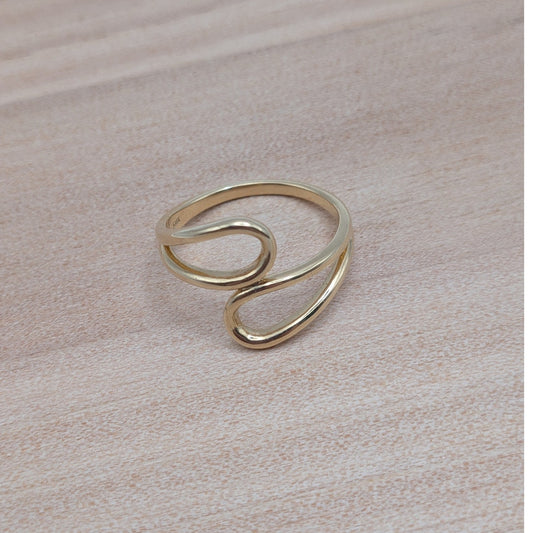 Estate 14k Yellow Gold Minimal Geometric Bypass Ring Size 6.75