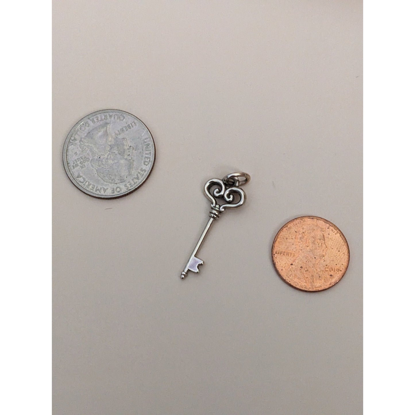 Vintage 14k White Gold Victorian Style Skeleton Key Pendant