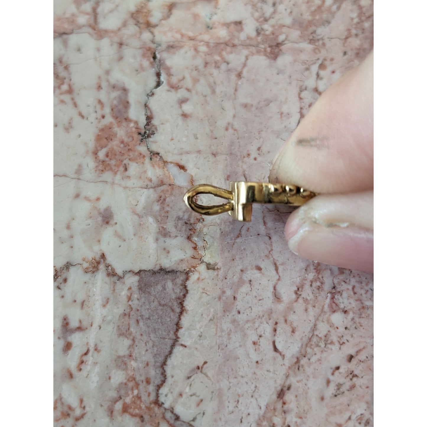 Vintage 14k Yellow Gold "U" Shaped Loop with Spherical Beads Pendant
