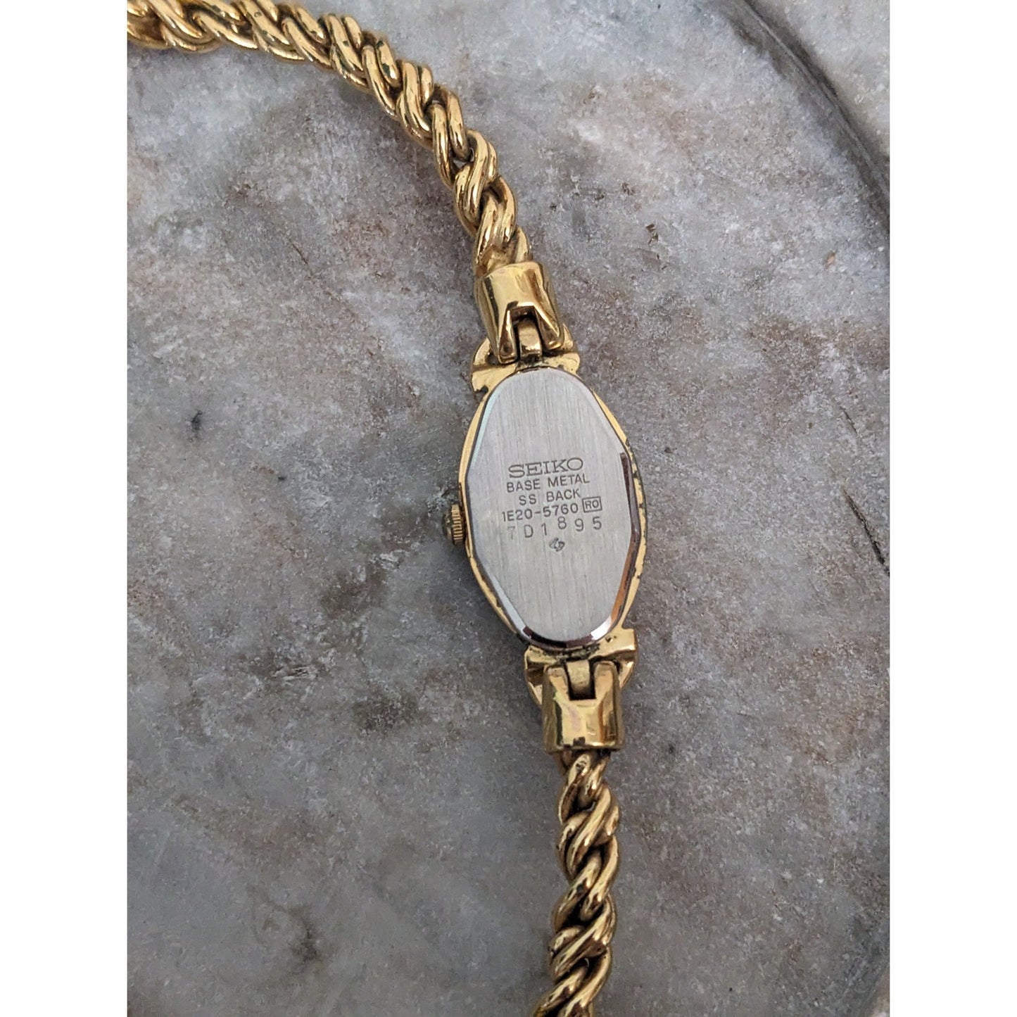 Vintage Andre Mouche Silver Tone Bangle Watch with Blue Floral Enamel Working