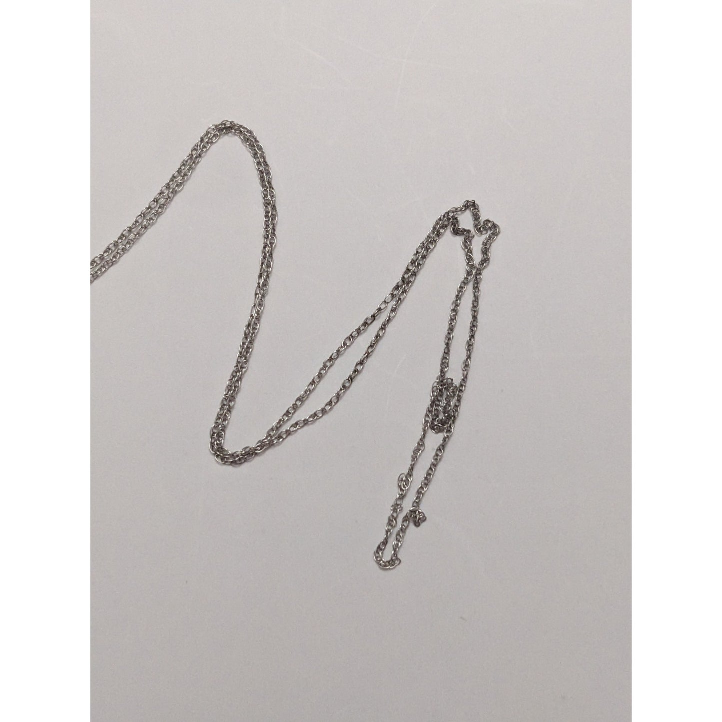 Vintage 10k White Gold Dainty 0.9mm Thick Simple Chain Necklace 18in