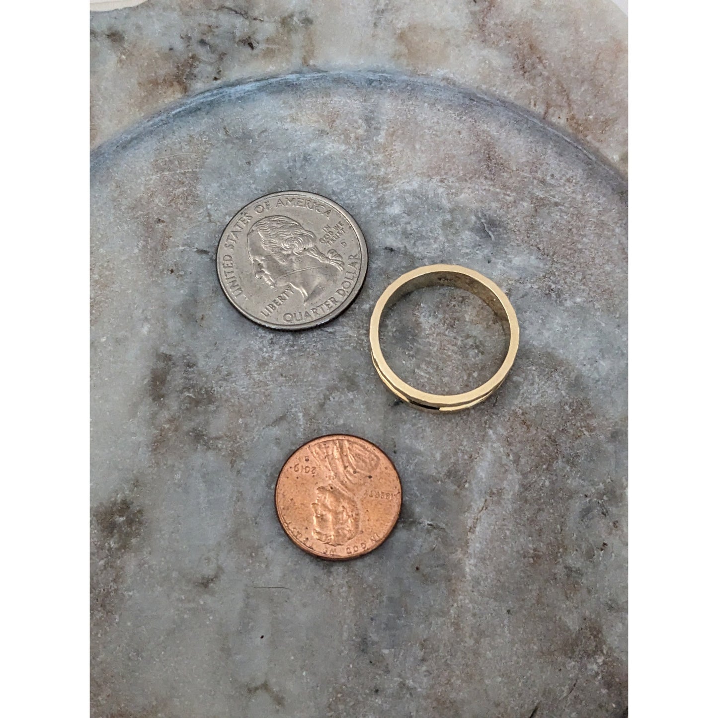 Estate 14k Yellow Gold Polished Center with Geometric Sides Ring Size 9.75