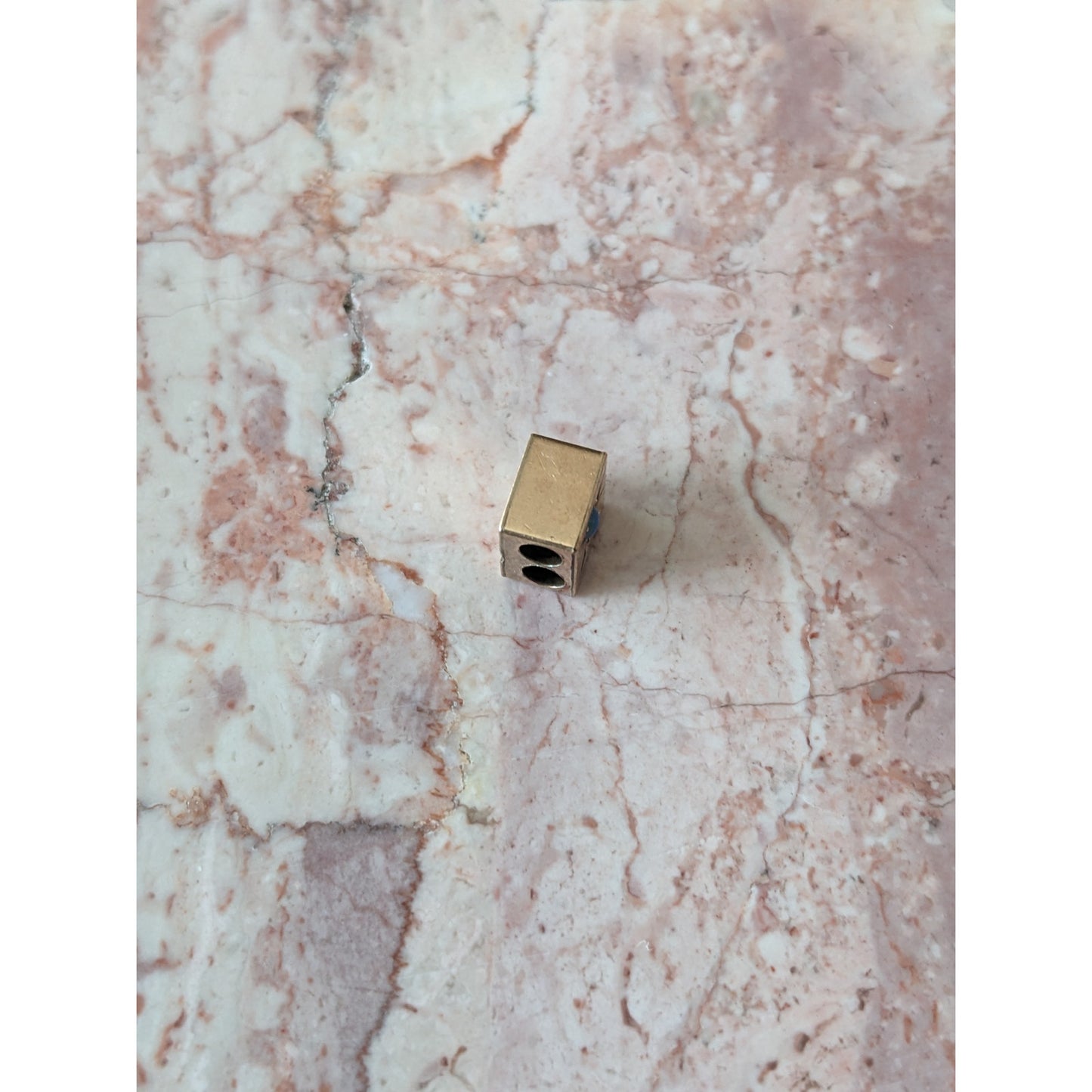 Vintage Unmarked 10k Gold Cube Slider Charm Starburst Set Faux Opal