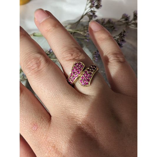Estate 10k Ruby Cluster Free Form Yellow Gold Ring Size 7US